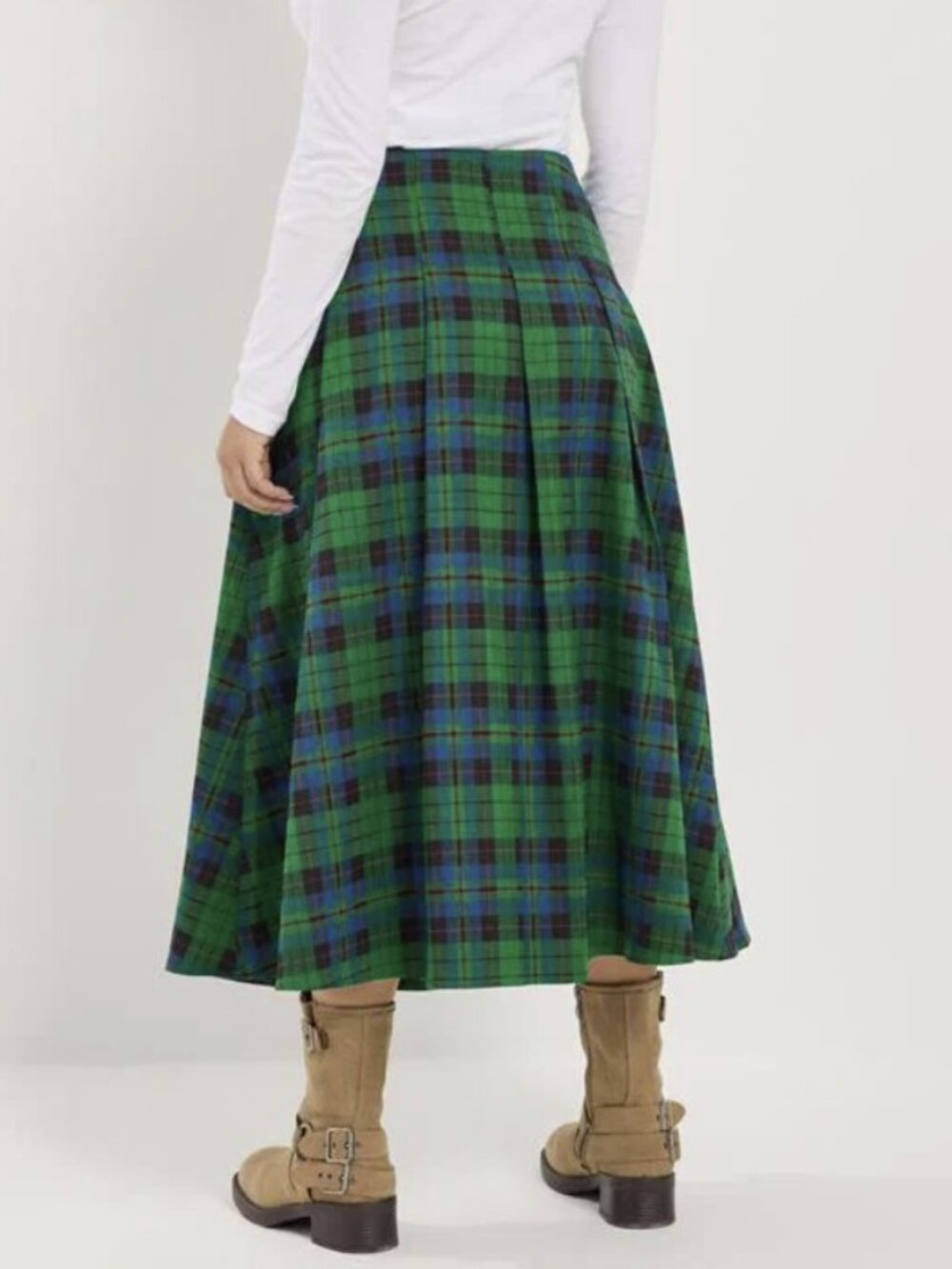NWT PixieGirl Petite Green & Blue Check Midi Skirt in 2P - Picture 2 of 5